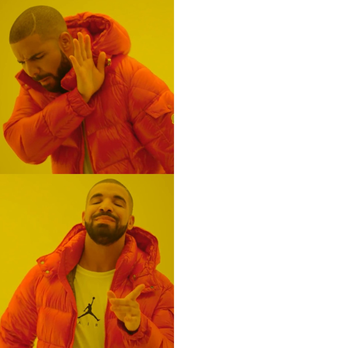 Drake Hotline Bling meme about Barefaced