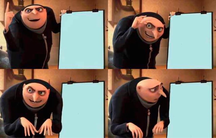 Gru's Plan meme about Barefaced